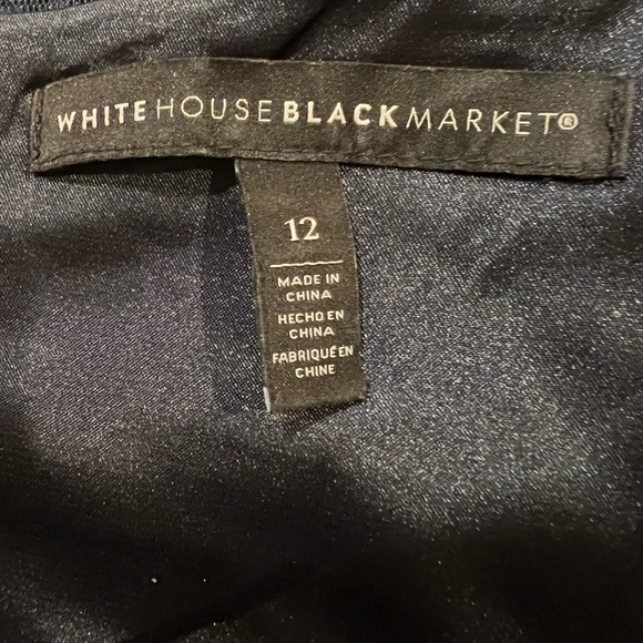 White House Black Market Illusion Lace Sheath Dress Navy Floral Midi EUC Zipper - Picture 11 of 16